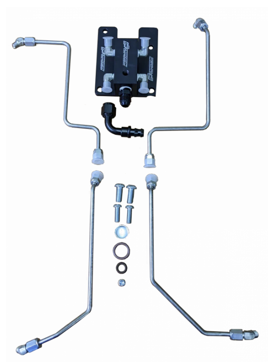 94.5-03 7.3L CNC Fab T4 Turbo 4-Line Feed Valley Mount Fuel Line Kit - 42201X