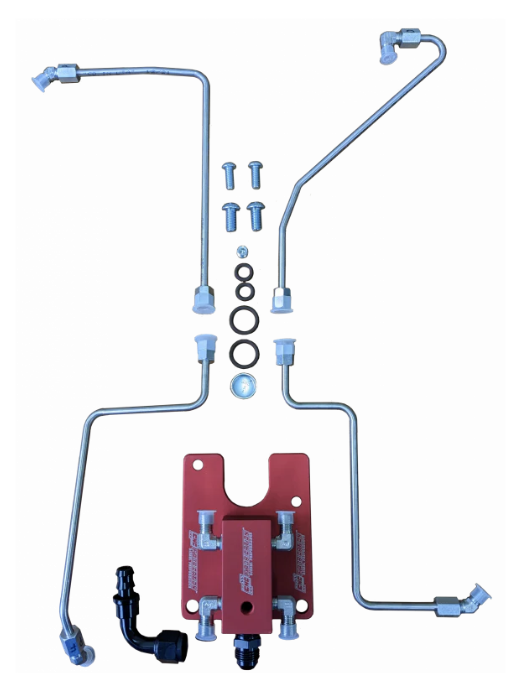 94.5-98.5 7.3L CNC Fab 4-Line Feed Valley Mount Fuel Line Kit - 42201X